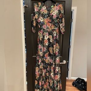 Yumi Kim long sleeve Woodstock black floral maxi dress